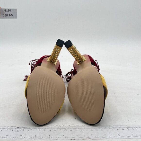 Women Ankle Straps Sandals Heeled Studded Metal High Heels Open Round Toe - Picture 6 of 7